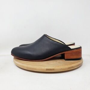 Nisolo Mariella Mule‎ Womens 6.5 Black Leather Pointed Toe Heel Block Heel Shoes